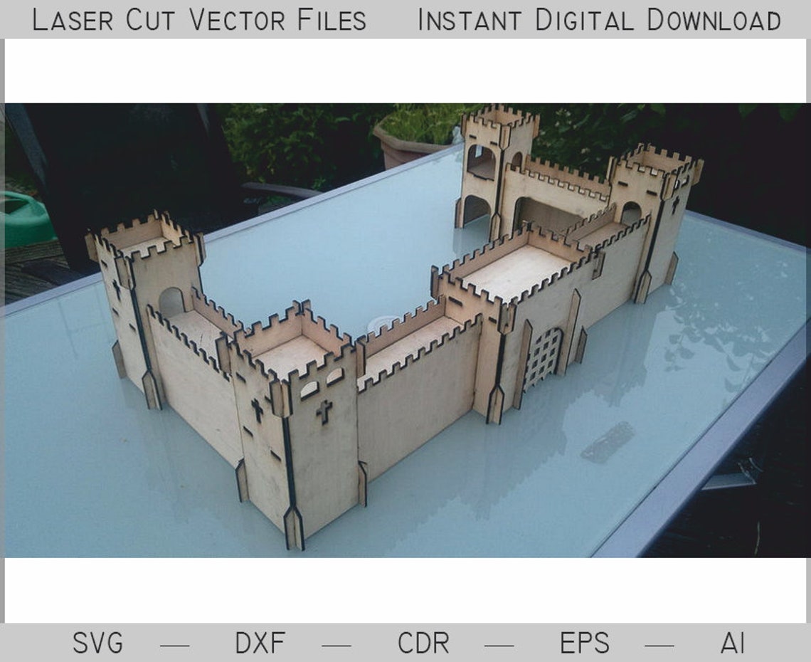 Castle. Laser cut vector SVG DXF wooden puzzle laser vector Etsy
