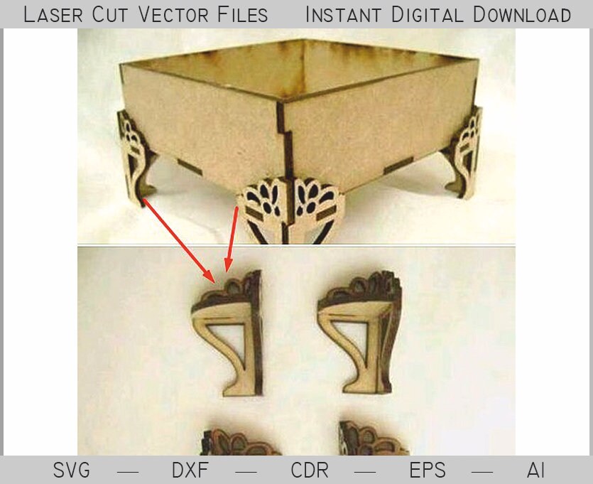 Download Box Legs Laser Cut Vector Svg Dxf Laser Vector Cnc Wood Etsy