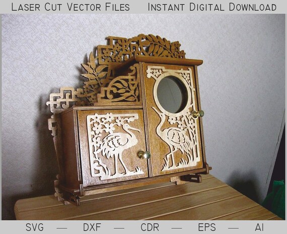 Download Wall Mounted Cabinet Laser Cut Svg Dxf 3d Puzzle Dxf Files Etsy