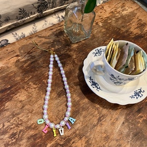 Handmade Pearl Phone Charm Strap: Boho Cell Phone Jewelry