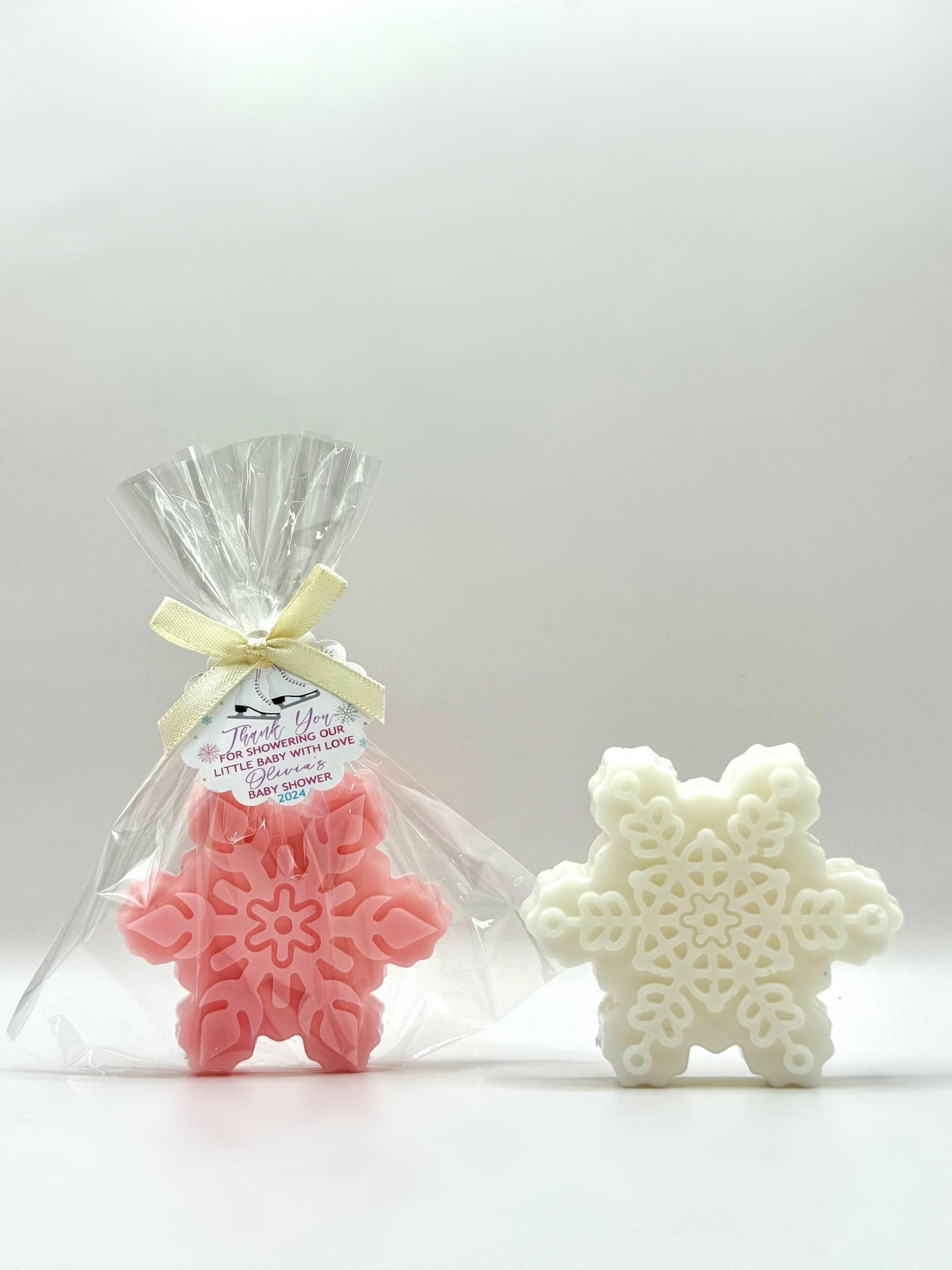 Snowflake Soap Favor - Winter Baby Shower, Christmas Party Favor, Wedding Bridal Shower Favor Gift for Guest Bulk Birthday Decor Event Favor
