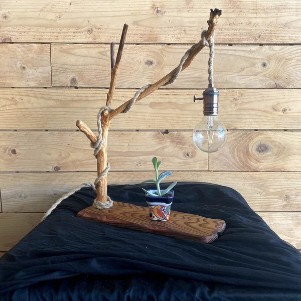 handmade lamp | modern abstract lighting | driftwood lamp | tree branch table top light | rustic table lamp | housewarming gift