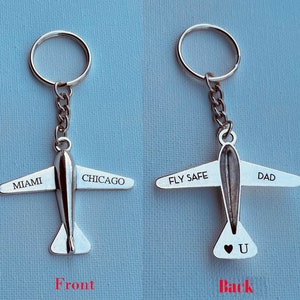 Personalized Airplane Keychain: Engraved Pilot Gift, Long Distance