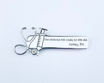 RN/BSN/LPN/LVn pin - Personalized Nursing pin - Nursing Student - Pinning Ceremony - She believed she could so she did - Graduation gift