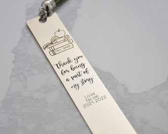 Personalized Stainless Steel Bookmark: Engraved Reader Gift with Tassel