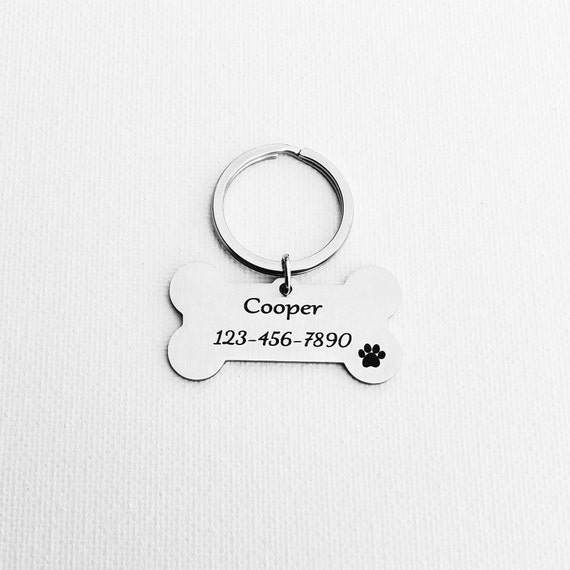 Personalized Dog ID Tag Dog Paw Print Dog Name Tag Dog Etsy