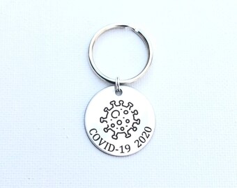 Engraved COVID-19 Stainless Steel Keychain - 2020 Keepsake