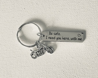 Personalized Motorcycle Keychain: Engraved Biker Gift