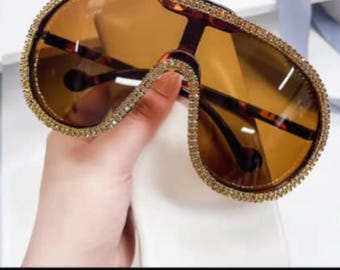 Handmade Big Women Oversized Yellow Fashion Glasses.