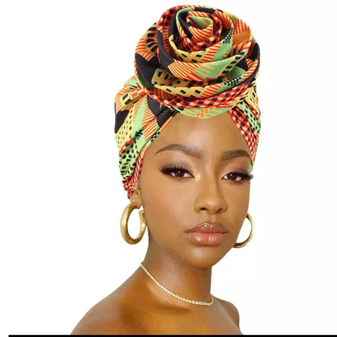 African Print Stretch Bandana Head Wrap Etsy