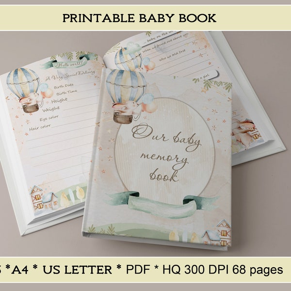 Printable Baby Book, Keepsake Journal, Newborn Milestone Book, First Year baby Book, Baby Shower Gift, My 1st Year, INSTANT DOWNLOAD