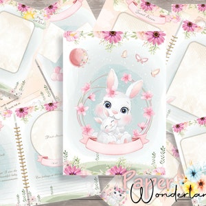 Printable Baby Journal, Milestone Moment, Babys First Year, Bunny Themed Baby Album, Newborn Memory Log, Baby Keepsake Album, Recording baby