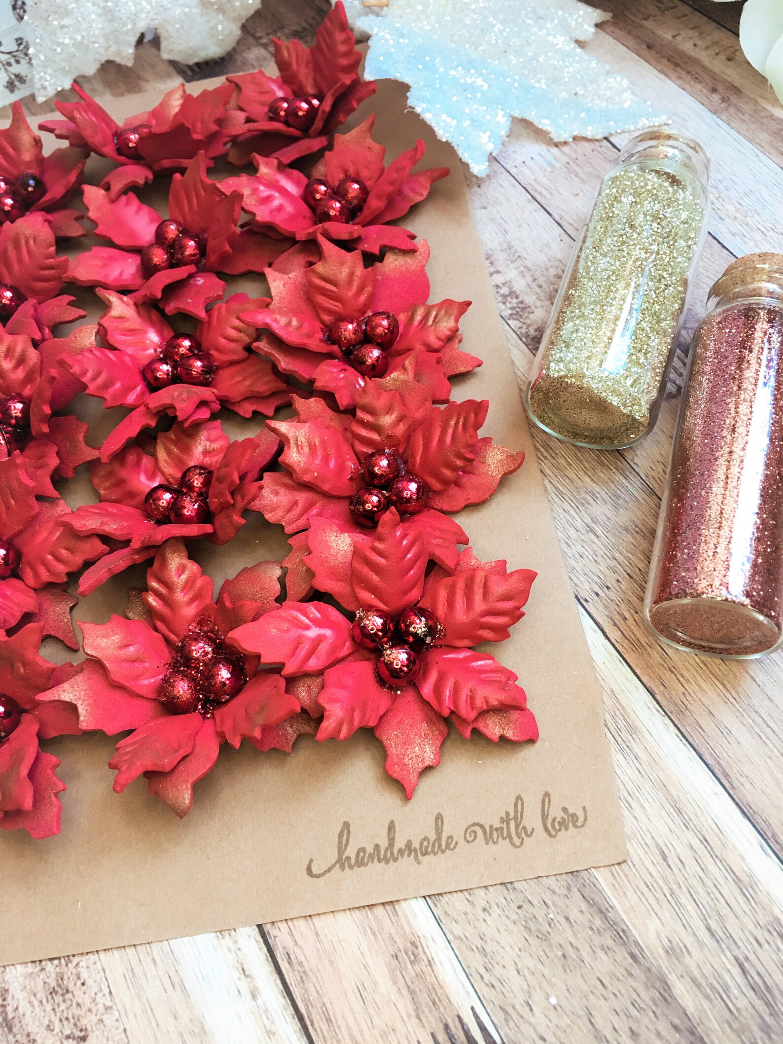 Handmade Foam Flowers Poinsettia Christmas Mini flower Red Etsy