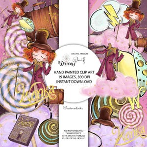 Art numérique lunatique Wonky, Charley imprimable, clipart Willy Magical Factory, Chocolaterie numérique, usine magique, téléchargement immédiat