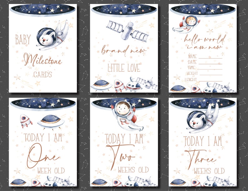 Space Baby Milestone Cards: Astronaut Photo Props (printable PDF) - Etsy