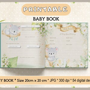 Libro per bambini Koala, album dei ricordi infantili, ricordo del neonato, diario del bambino del primo anno, libro dei record per bambini Koala, diario dei momenti importanti,