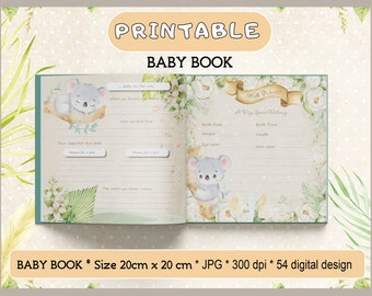 Libro de bebé Koala, álbum de recortes de memoria infantil, recuerdo del recién nacido, diario del bebé del primer año, libro de registro del bebé Koala, diario de momentos de hitos,