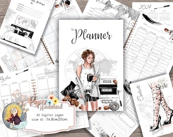 Fashion Girl Planner Dashboard: A5 Inserts, Weekly & Daily (Digital Download)