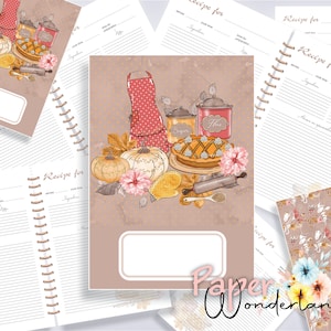 Printable Recipe Page with Pumpkin Pie, Recipe Book Template Digital Download, Printable Recipe Card Template, Recipe Binder printable Pages