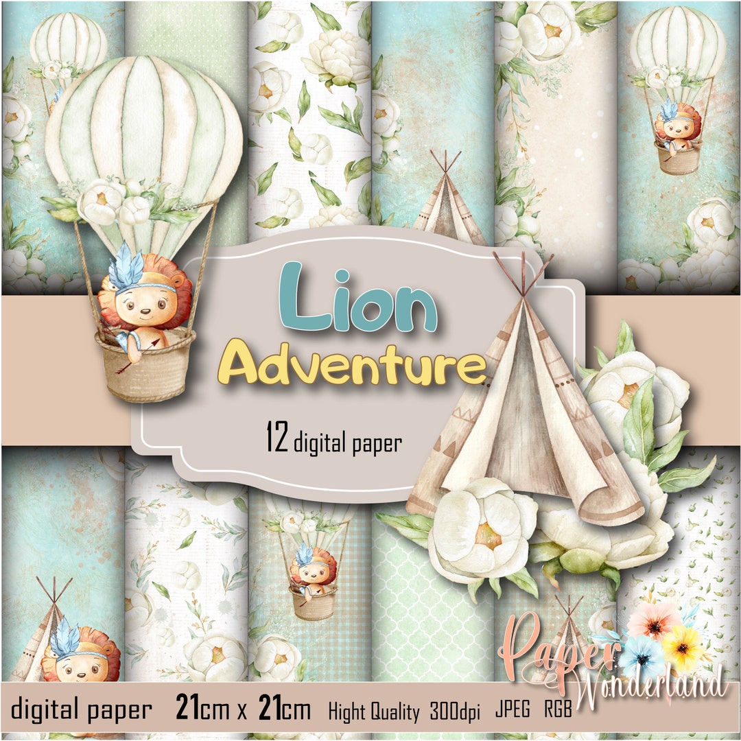 Lion Adventure, Baby Lion, Hot Air Balloon, Baby Digital Prints, Little Warrior Printable ... Lion Adventure, Baby Lion, Hot Air Balloon, Baby Digital Prints, Little Warrior Printable ...