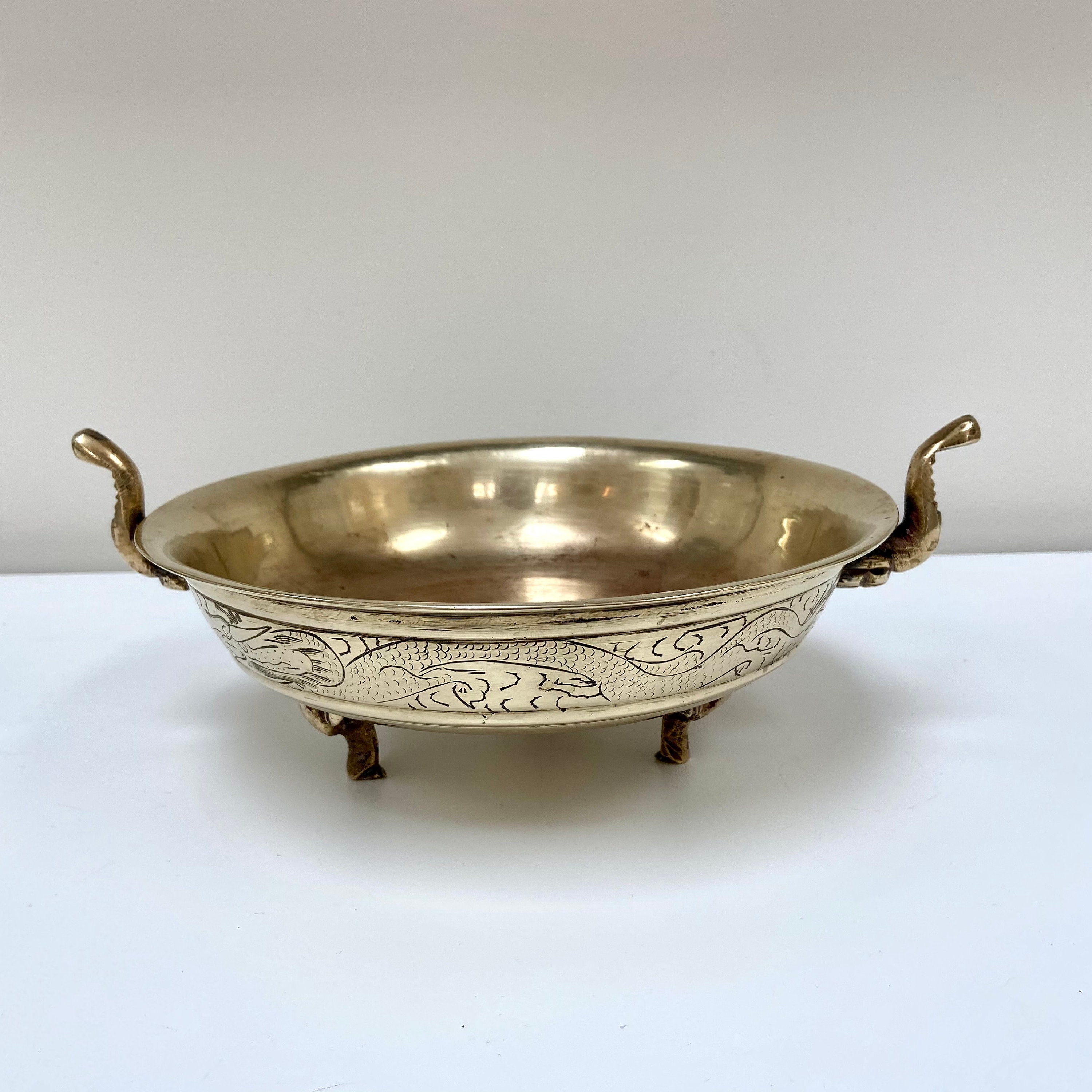 Solid brass bowl footed brass bowl brass succulent planter Etsy