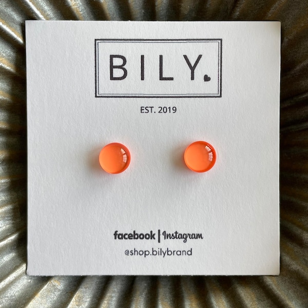 Glass Stud Earrings | Orange Earrings | Glass Earrings | 8mm Tiny POP DOTS | Orange Stud Earrings | Orange Jewelry