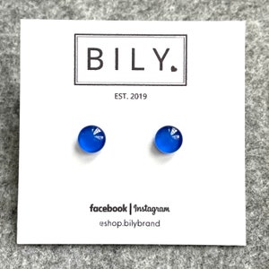 Glass Stud Earrings | Royal Blue Stud Earrings | Glass Earrings | 8mm Tiny POP DOTS | Blue Earrings