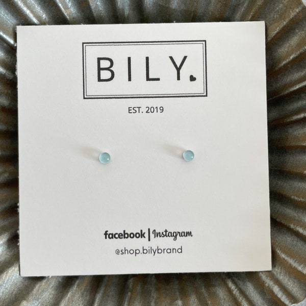 Glass Stud Earrings | Sky Blue Earrings | Glass Earrings | 3mm Tiny POP DOTS | Minimalistic Earrings | Light Blue Earrings | Dainty Earrings