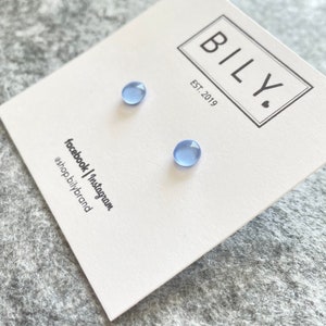 Glass Stud Earrings Cinderella Blue Stud Earrings Glass Earrings 6mm Tiny POP DOTS Blue Stud Earrings image 2