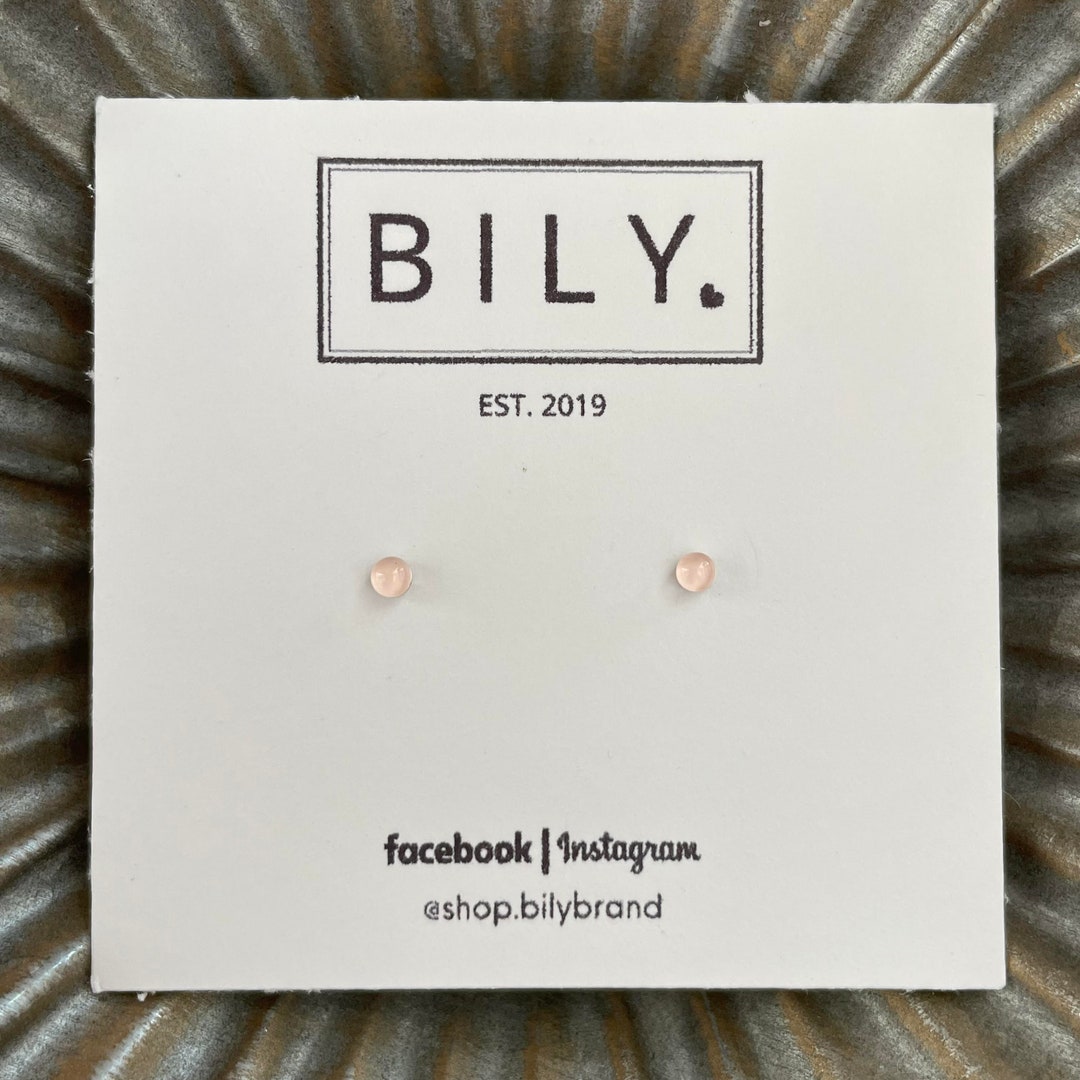 Glass Stud Earrings Ballet Slipper Blush Pink Glass Earrings 3mm Tiny