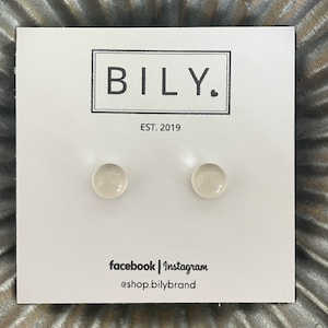 Glass Stud Earrings | Bone/Off White | Glass Earrings | 8mm Tiny POP DOTS | Off White Earrings | Ivory Earrings | Neutral Stud Earrings