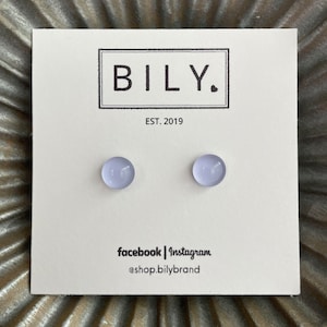 Glass Stud Earrings | Periwinkle Purple Stud Earrings | Glass Earrings | 8mm Tiny POP DOTS | Purple Earrings