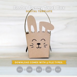 Easter Bunny Box SVG, Gift Box SVG, Party Favor, Basket Template, Cricut Cut Files, Silhouette Cut Files Download image 1