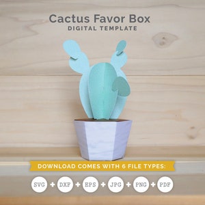 Cactus Favor Box SVG, Flower Pot Template, Party Favor, Cricut Cut Files, Silhouette Cut Files Download