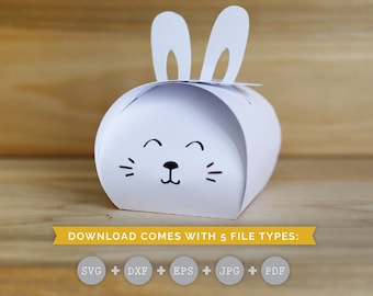 Easter Bunny Box Template SVG, Gift Box SVG, Party Favor, Box Template, Cricut Cut Files, Silhouette Cut Files Download