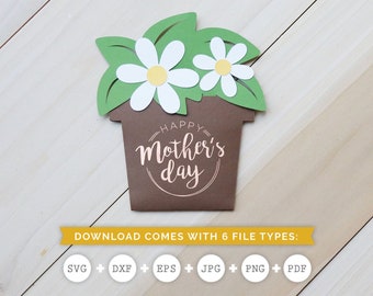 Koperta na kartę upominkową Flower Pot SVG, szablon koperty, pliki Cricut Cut, pliki Silhouette Cut do pobrania