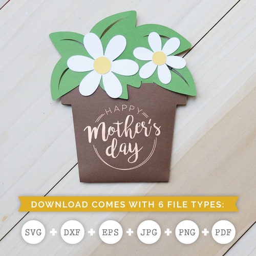 Flower Pot Gift Card Envelope SVG Envelope Template Cricut Etsy