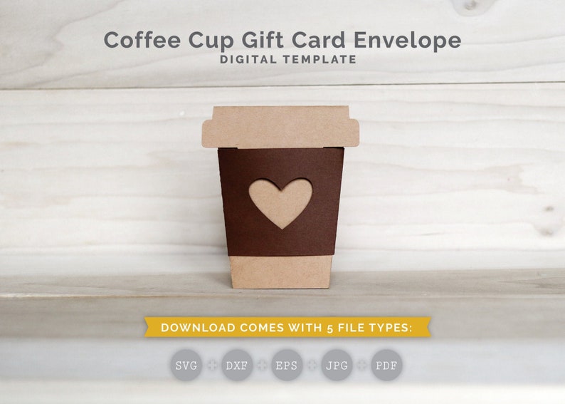 Coffee Cup Gift Card Envelope SVG Envelope Template Gift Etsy Canada