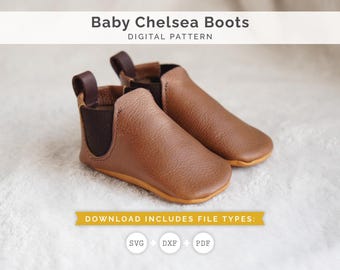 Simple Leather Baby Chelsea Boot Pattern for Leathercrafters: 3 months - 24 months