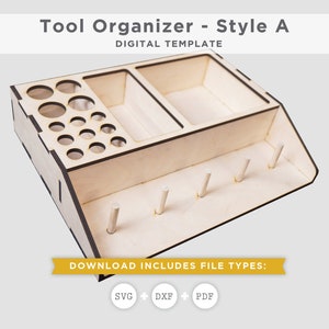 Tool Organizer Digital Pattern for Laser Cutting A | Vector File Template for Laser Cut Wood Desktop Storage