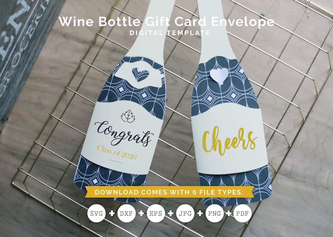 Wine Bottle Gift Card Template, Gift Idea for Best Friend, Girlfriend ...