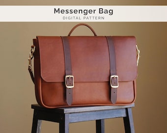 Leather Messenger Bag Pattern with Optional Lining
