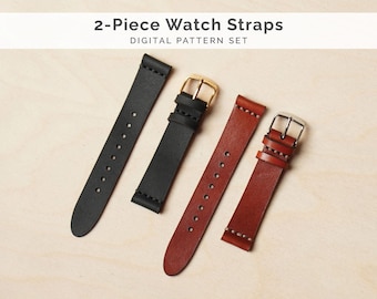 Two-Piece Watch Strap Pattern Set for Leathercrafters and Lasercutters
