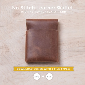 No Stitch Leather Wallet Pattern für Leathercrafters, Cricut Benutzer und Lasercutter