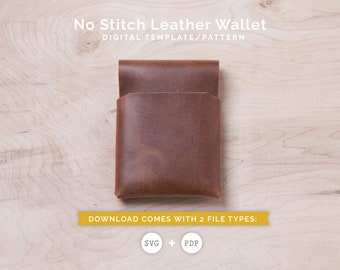 No Stitch Leather Wallet Pattern for Leathercrafters, Cricut Users and Lasercutters