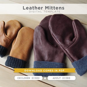 Eenvoudig leren wantpatroon voor Leathercrafters - kinder- en volwassenmaten