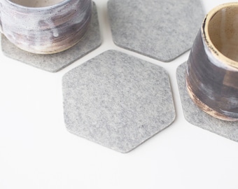 WHOLESALE: Wool Felt Coaster Bundles | Volume Discount | Circle, Hexagon, and Square Drink Coasters | Natural, Repels Liquid, Eco-friendly