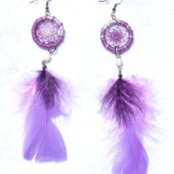 Midnight Plum Feather Earrings