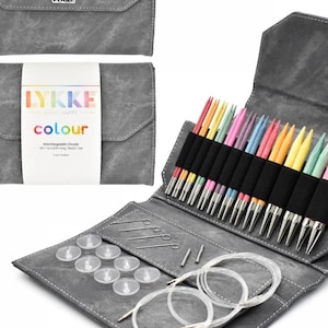 Lykke Colour 3.5 インチまたは 5 インチの交換可能な金属製編み針ギフトセット - コード付きレインボー針セット - US サイズ 3-17