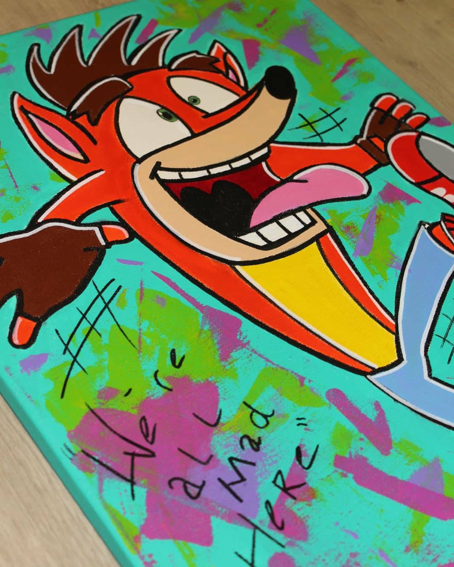 Crash Bandicoot Original Acrylic Fine Art Painting Abstract Etsy